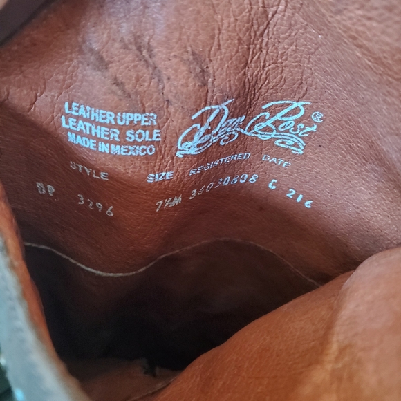 Dan Post Distressed Leather Square Toe Studded Boots Size 7.5 Style 3296 - Picture 13 of 13